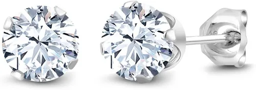 Vista 118 de Gem Stone King Aretes redondos de plata de ley 925 con piedra natal de 0.236 in para mujer