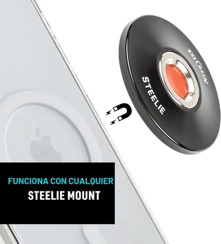 Vista 5 de Nite Ize Steelie Orbiter Plus - Zócalo magnético y anillo de metal - Soporte de salpicadero para coche con montaje magnético - Soporte