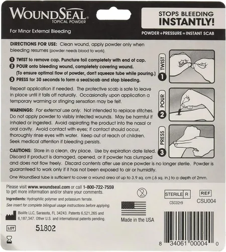 Vista 7 de Polvo para heridas Woundseal 4 EA., 3