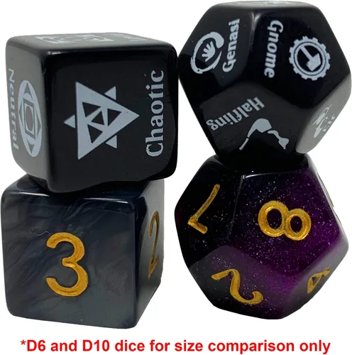 Vista 7 de Citadel Black Juego de dados aleatorizadores de personajes: aleatoriza clase, raza y alineación para personajes o NPC, hecho para Calabozos