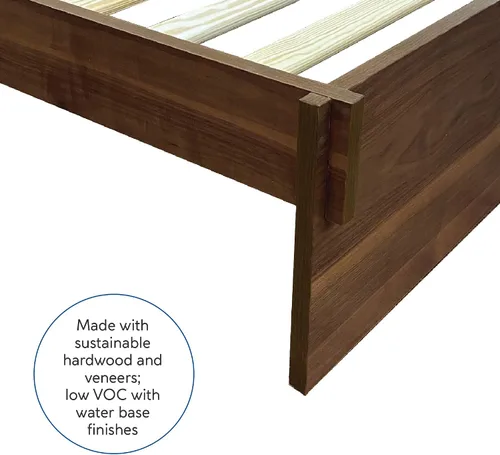 Vista 5 de Decoro Liberty - Cama de plataforma de madera, acabado de nogal, tamaño Queen