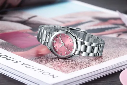 Vista 5 de CHRONOS Relojes para mujer, reloj de pulsera impermeable para niñas, reloj de pulsera de acero inoxidable plateado, reloj de pulsera de cuarzo