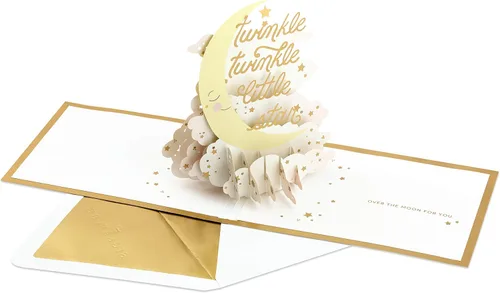 Vista 4 de Hallmark Signature Paper Wonder - Tarjeta desplegable para baby shower para nuevos padres (Twinkle Twinkle) Bienvenido al nuevo bebé