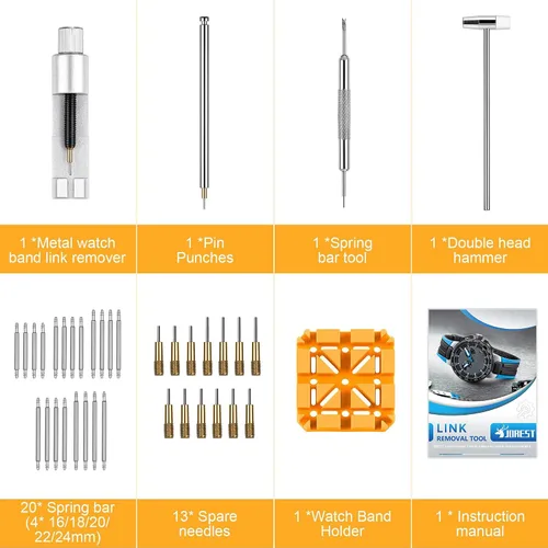 Vista 9 de JOREST Herramienta de extracción de eslabones de reloj, kit de herramientas de correa de reloj, kit de reparación para ajuste, reemplazo y cambio