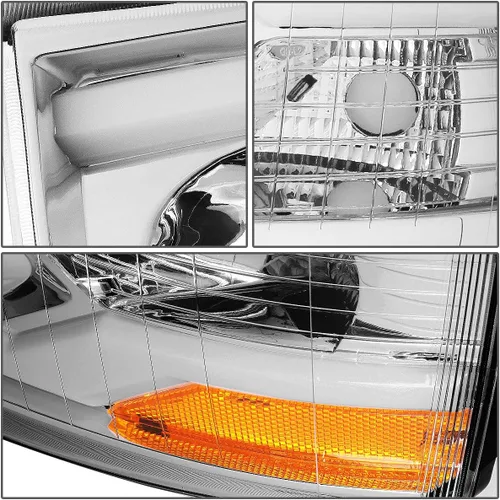 Vista 4 de DNA MOTORING HL-HPL-CSIL07-G2-CH-AM - Faro delantero de doble proyector LED DRL compatible con Chevy Silverado 2007-2014, cromo/ámbar