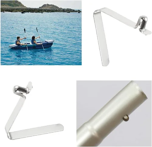 Vista 3 de Paquete de 10 clips de resorte de remo para kayak, longitud de repuesto, botón ajustable, pasador de bloqueo a presión para paletas de SUP, poste