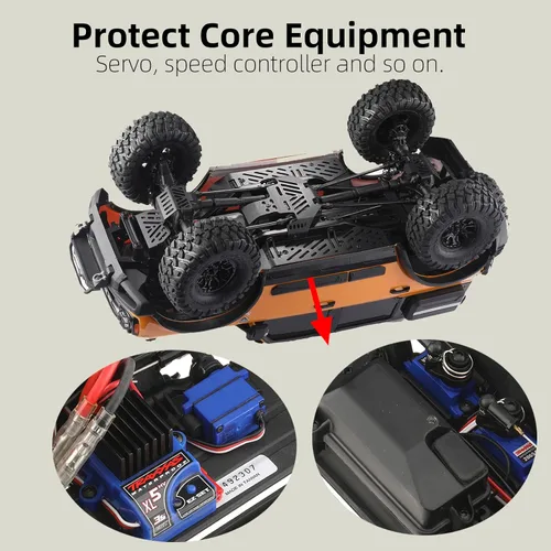 Vista 4 de DJCRAWLER Juego de armadura de chasis RC de 7 piezas 1/10 para coche deportivo TRX-4, placa deslizante de acero inoxidable para TRAXXAS TRX4
