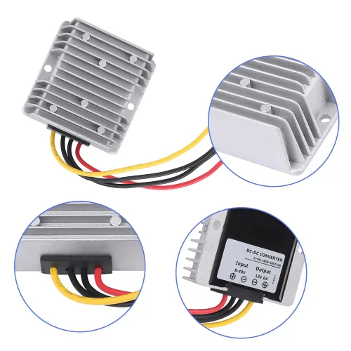Vista 6 de Convertidor reductor, convertidor de voltaje de 8V-40V a 12V 6A, Convertidor de 72 W CC a CC, módulo regulador de voltaje impermeable con protección