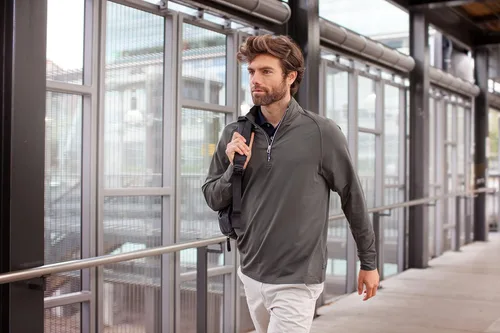 Vista 2 de Cutter & Buck Adapt Eco Knit Stretch - Sudadera con cremallera de un cuarto para hombre
