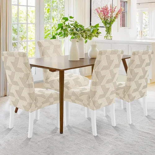 Vista 2 de JIVINER - Juego de 2 fundas elásticas para sillas de comedor, fundas geométricas de jacquard para sillas de comedor, fundas lavables para sillas