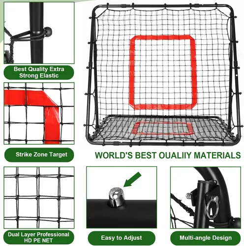 Vista 31 de BaseGoal Baseball Rebounder Net with Pitching Target,Easy Adjustable Angles Multi-Sport Training Rebound Screen, multi-angle pitch back; Strike