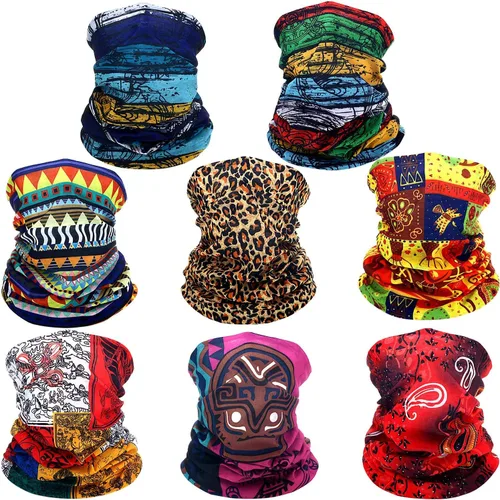 Vista 5 de SATINIOR 8 bandanas africanas para cubrir la cara, estilo bohemio, pasamontañas, bufanda para mujer, multicolor, M, Multicolorido