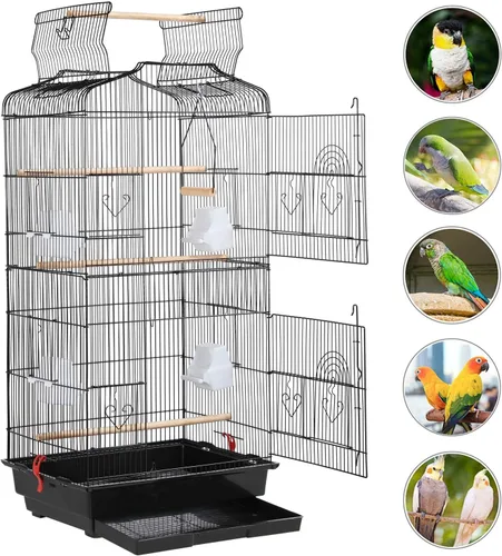 Vista 8 de Yaheetech Jaulas medianas para pájaros de 41 pulgadas con parte superior abierta para periquitos, pinzones, canarios, tortolitos, loros cuáqueros