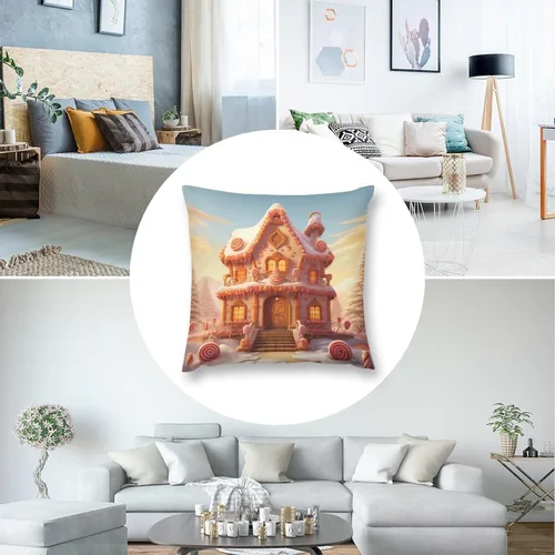 Vista 5 de Funda de cojín con diseño de casa de pan de jengibre con galletas, fundas de almohada cuadradas para sofá y cama, fundas de almohada cuadradas