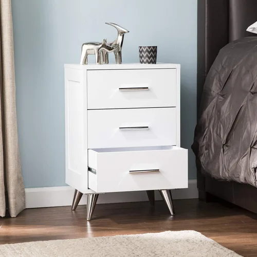 Vista 2 de SEI Furniture Owen Midcentury - Mesita de noche moderna, color blanco