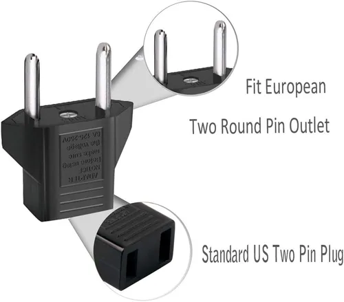 Vista 3 de adaptador de enchufe de salida estadounidense a europea, 8