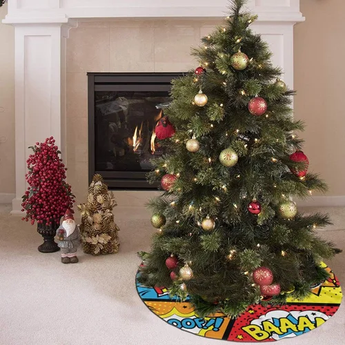 Vista 2 de Falda de árbol de Navidad con diseño de grafiti cómico, decoración navideña
