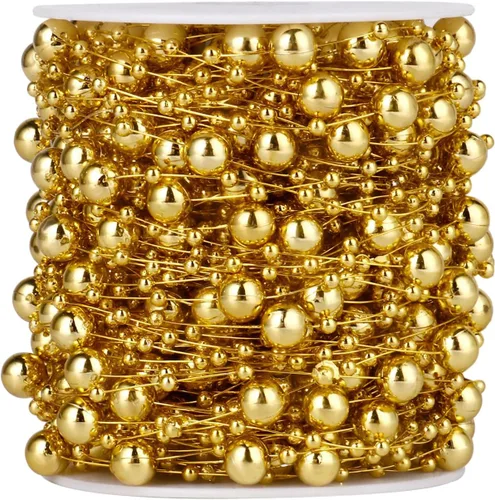 Vista 14 de Cadikez Cadena de 98 pies de cuentas de perlas, rollo de cuentas de perlas de imitación negras de 8 mm y 3 mm a granel para decoración de flores