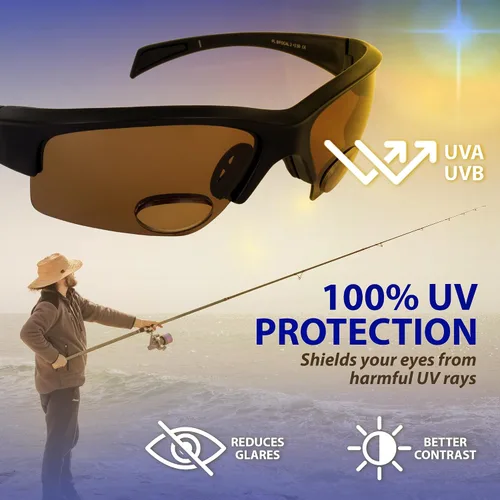 Vista 7 de Global Vision BluWater - Lentes de sol bifocales polarizados para hombres y mujeres, lentes de pesca con bifocales +2.0 de aumento con montura negra