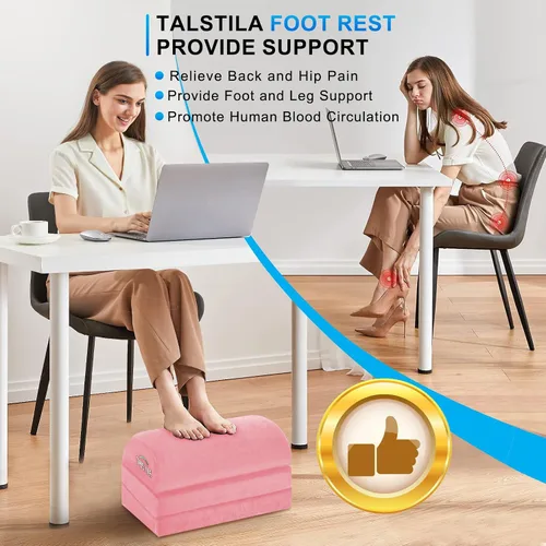 Vista 4 de TALSTILA Reposapiés para debajo del escritorio en el trabajo, reposapiés ergonómico de 3 alturas ajustables, reposapiés con bolsillo cálido
