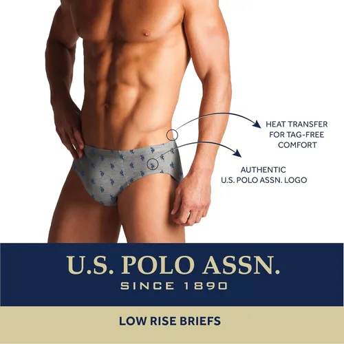 Vista 2 de U.S. Polo Assn. Ropa interior para hombre Calzoncillos de tiro bajo con bolsa de contorno (paquete de 12)