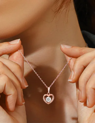 Vista 51 de MomentWish Collar de corazón para mujer, moissanita, diamante de imitación, plata de ley 925