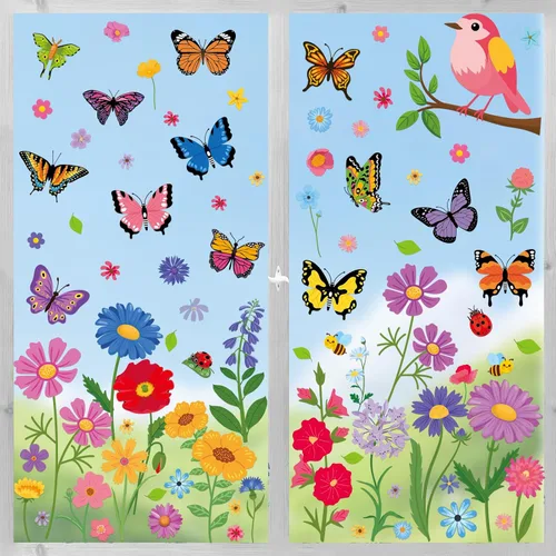 Vista 11 de Decoraciones patrióticas para ventanas del 4 de julio, 9 hojas de calcomanías de ventana de bandera estadounidense para ventanas de vidrio