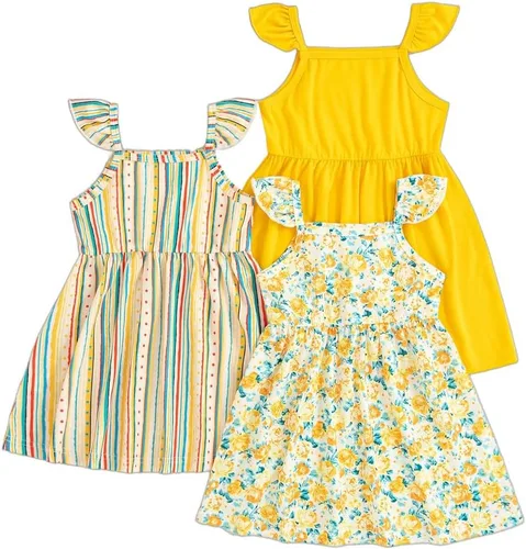Vista 21 de Vestidos para niñas Vestidos para niñas pequeñas Paquete de 3 Vestido casual de fiesta con estampado patinador acampanado tipo A Vestido de verano