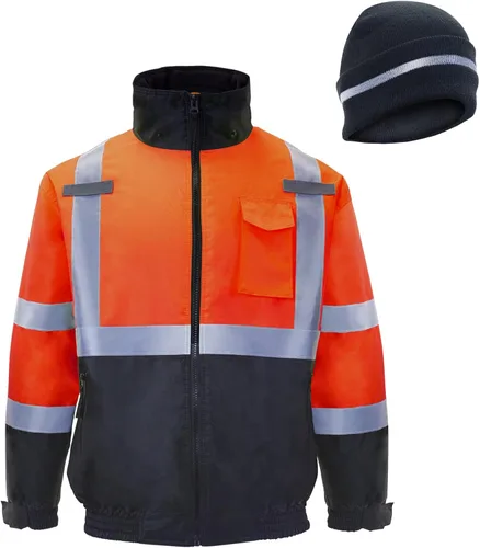 Vista 8 de JORESTECH Chaqueta y gorro de seguridad reflectante de alta visibilidad impermeable ANSI