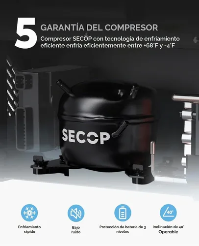 Vista 3 de ICECO APL55 Refrigerador portátil de dos zonas con control Bluetooth, refrigerador de 55 litros de 12v con compresor SECOP, DC 12/24V, CA 110-240V