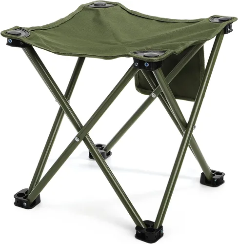 Vista 8 de Cididu Paquete de 2 taburetes de camping, silla de camping compacta portátil, taburete plegable ligero de 13 pulgadas con bolsillo lateral y bolsa