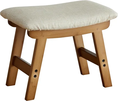 Vista 9 de viewcare Reposapiés otomano pequeño, taburete negro - Taburete de pie de madera para sala de estar, dormitorio y cocina