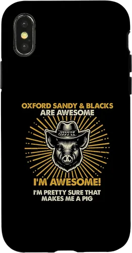 Vista 4 de iPhone 15 Pig Dad Mom Awesome - Farmer Breeder Oxford Sandy And Blacks Case