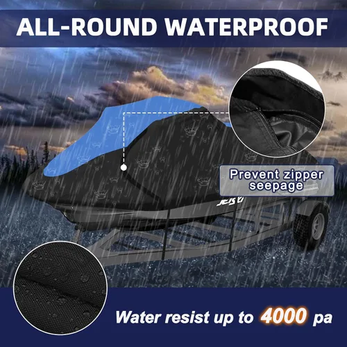 Vista 5 de Funda para moto acuática 600D – Funda para Seadoo remolcable, cubierta impermeable para moto acuática, cubierta PWC compatible con Seadoo, Yamaha