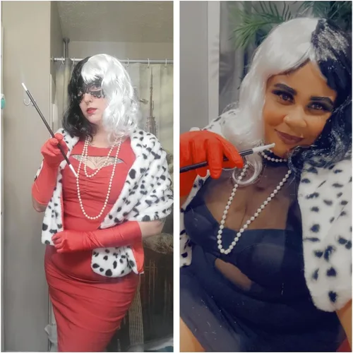 Vista 5 de Disfraz de Halloween para mujer Deville Dálmata chal con accesorios de disfraz