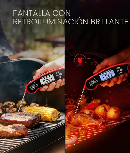 Vista 4 de Termómetro digital para carne, lectura instantánea de 1-2 segundos Rojo