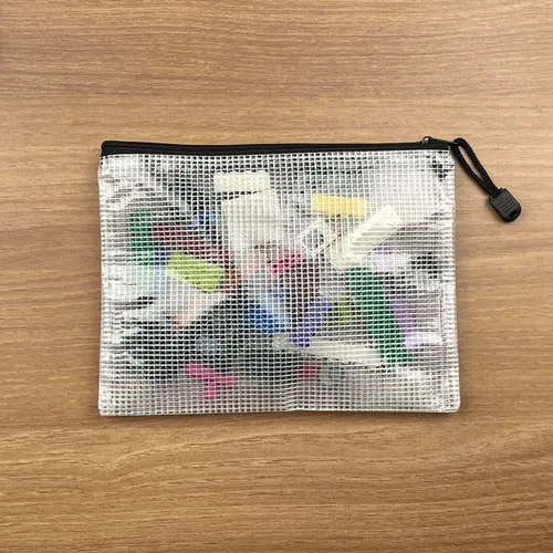 Vista 6 de Bolsas de malla de plástico con cremallera para carpetas de documentos, bolsas de archivos con cremallera para almacenamiento de suministros de Negro