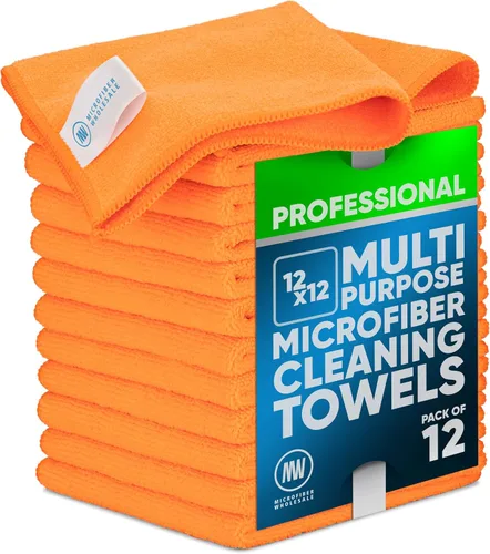 Vista 13 de Paños de limpieza de microfibra Pro multisuperficie de 12 x 12 pulgadas Negro - Paquete de 12 Toallas de microfibra premium para limpiar vidrio