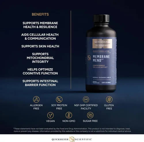 Vista 4 de Quicksilver Scientific Membrane Mend - Apoyo al envejecimiento cerebral, celular y saludable con fosfatidilcolina (PC), vitamina E tocotrienoles