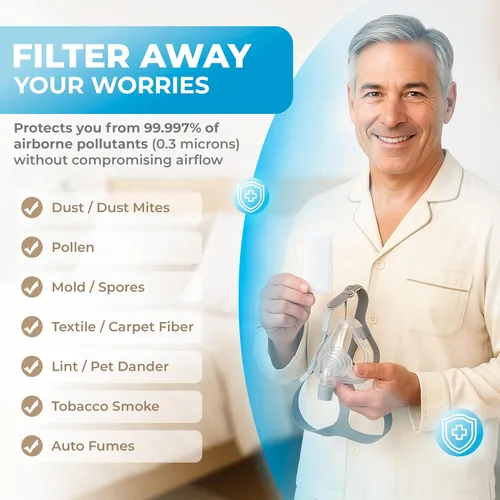 Vista 2 de Filtros CPAP Dura Cleanse - Paquete de 60 filtros de repuesto premium para máquinas ResMed AirSense 11 y AirCurve 11 - Cumple con los requisitos