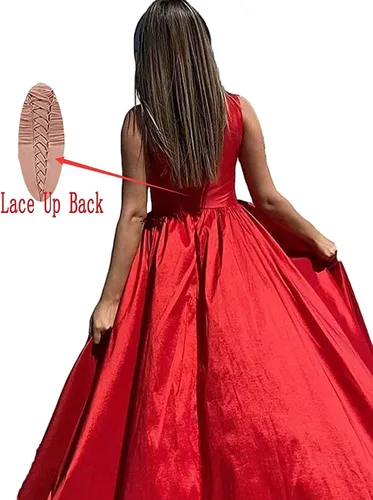 Vista 4 de Vestido de noche formal sin mangas con un solo hombro para dama de honor, con abertura alta