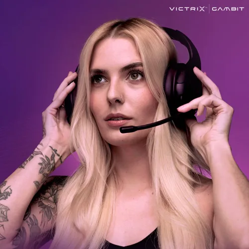Vista 7 de Victrix Gambit Black Wireless and Wired Gaming Headset with Mic - PlayStation PS4, PS5 - Esports-Ready Pro Audio, Noise Cancelling Microphone