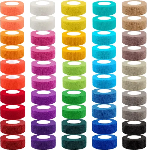 Vista 11 de BQTQ 50 rollos de vendaje autoadhesivo de 1 pulgada, color negro, cinta autoadhesiva para esguinces de hinchazón de muñeca y tobillo Breathable