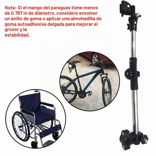 Vista 4 de Soporte de montaje para paraguas, soporte ajustable de 180° para cochecito, diámetro del orificio de 0.3-0.5 in, abrazadera para paraguas