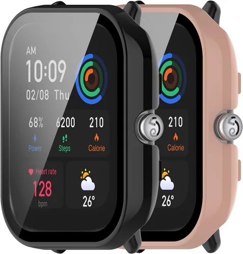 Vista 8 de Funda rígida de policarbonato compatible con Amazfit GTS 4 Mini con protector de pantalla de vidrio templado, resistente a los impactos y a prueba 6