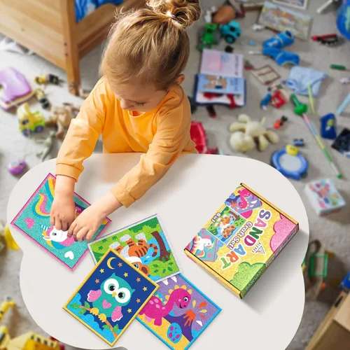 Vista 5 de ALEXES Kits de arte de arena para niños - Kit de colorear de arena - Pelar y pegar imágenes de arte de arena - Sandart de regalo de Navidad