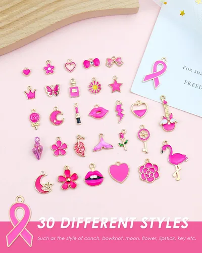 Vista 3 de YETOOME 30 dijes esmaltados chapados en oro surtidos, colgantes, colgantes para collares, pulseras, joyería y manualidades, Acero aleado, No es una