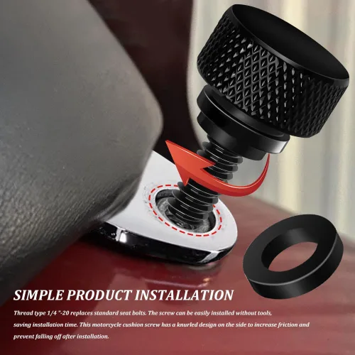 Vista 7 de Zufoty - Tornillo de asiento trasero cromado, tornillo de asiento de acero inoxidable de montaje rápido 1/4"-20 para Harley Davidson Touring