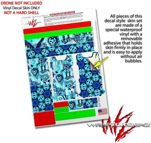 Vista 4 de Skin Wrap 2 Pack para DJI Ryze Tello Drone escena Kid bocetos azul Drone No Incluidas