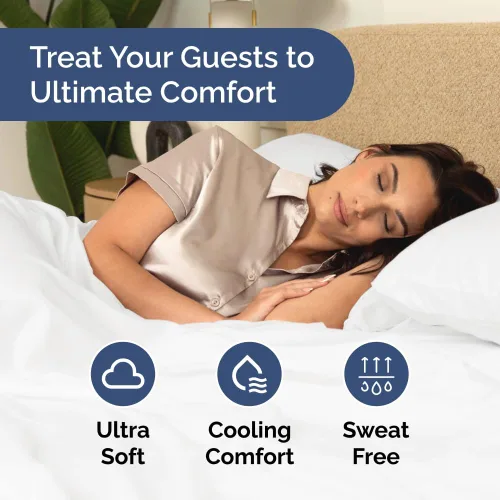 Vista 4 de Pack of 2, Twin Size 3 Piece Sheet Set - Breathable & Cooling - White